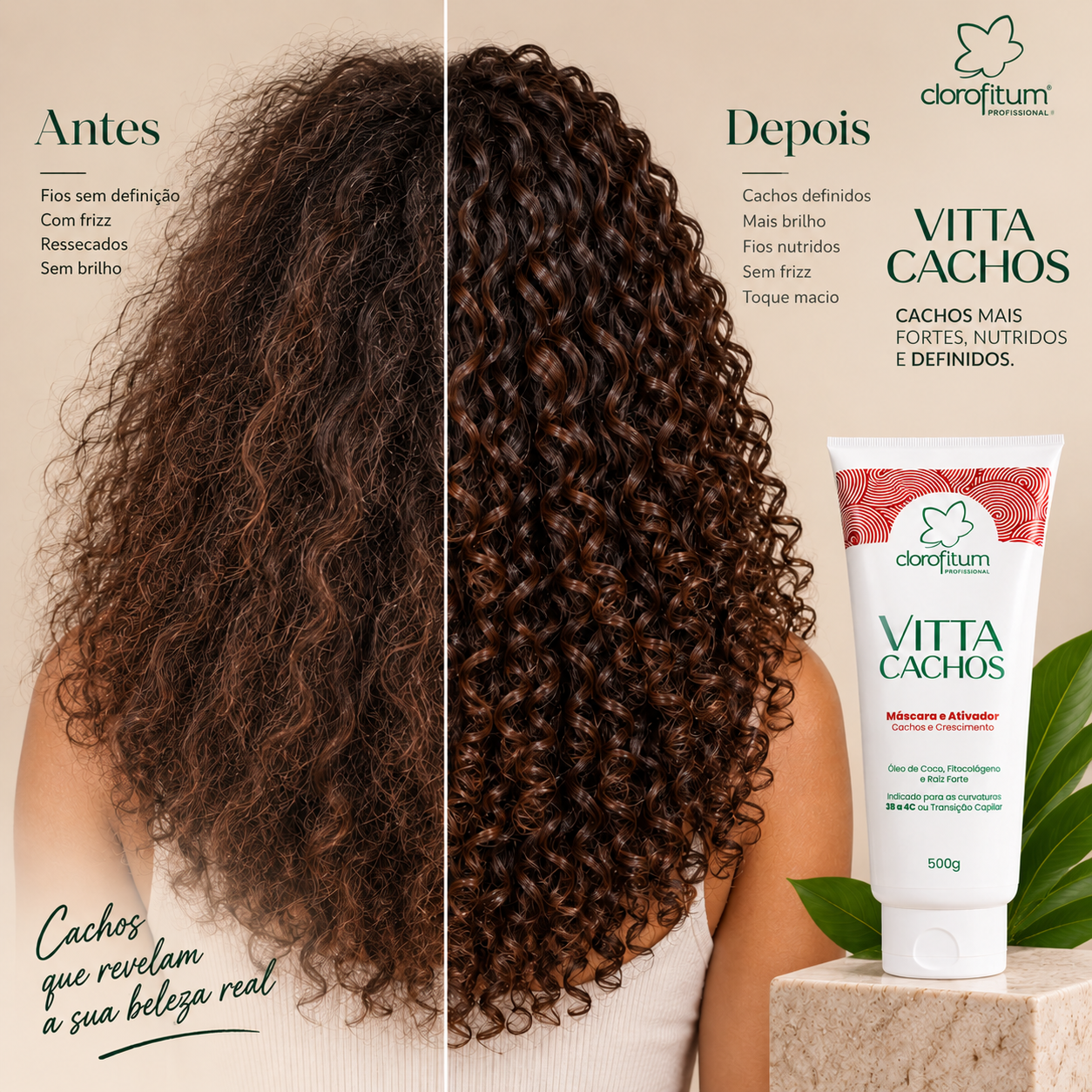 Antes e depois Vitta Cachos